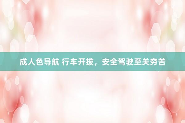 成人色导航 行车开拔,安全驾驶至关穷苦