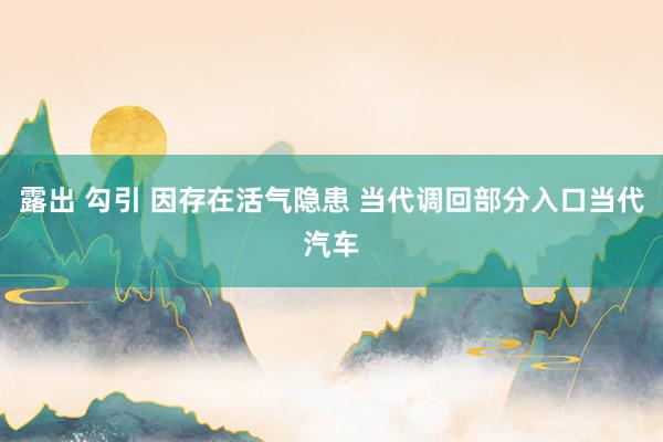 露出 勾引 因存在活气隐患 当代调回部分入口当代汽车