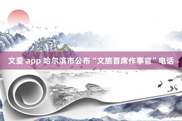 文爱 app 哈尔滨市公布“文旅首席作事官”电话