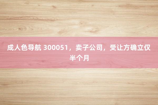 成人色导航 300051，卖子公司，受让方确立仅半个月