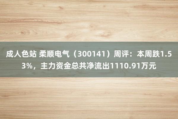 成人色站 柔顺电气（300141）周评：本周跌1.53%，主力资金总共净流出1110.91万元