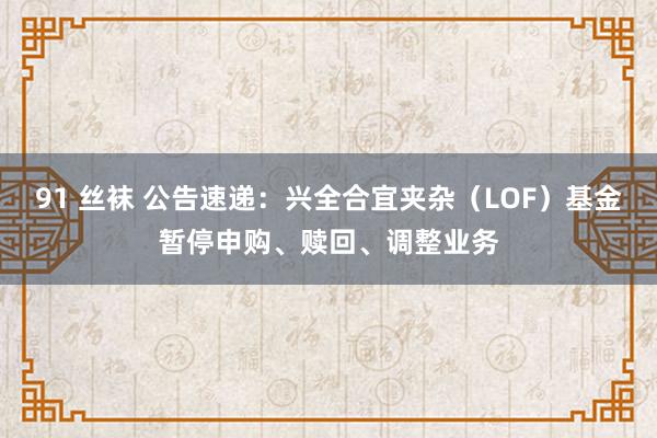 91 丝袜 公告速递：兴全合宜夹杂（LOF）基金暂停申购、赎回、调整业务