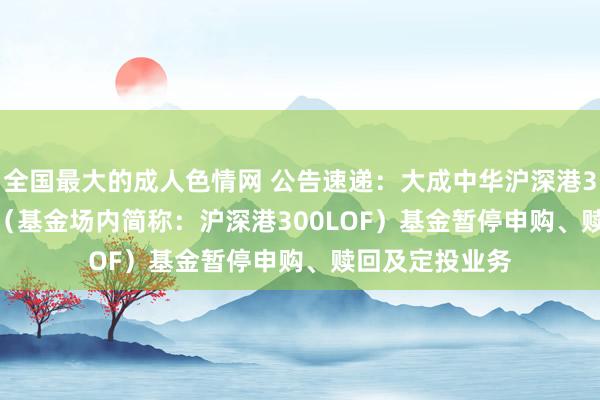 全国最大的成人色情网 公告速递：大成中华沪深港300指数(LOF)（基金场内简称：沪深港300LOF）基金暂停申购、赎回及定投业务