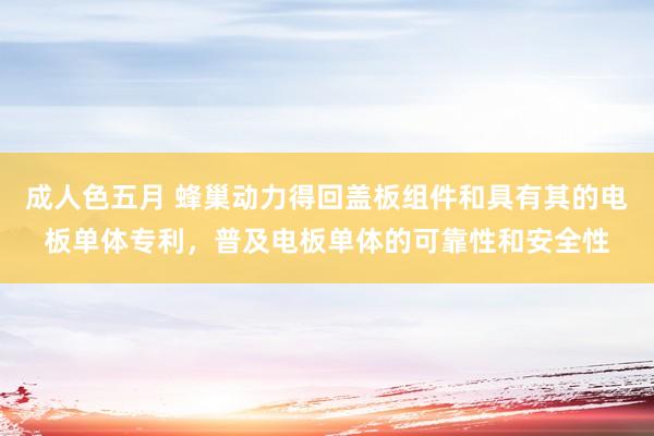 成人色五月 蜂巢动力得回盖板组件和具有其的电板单体专利，普及电板单体的可靠性和安全性