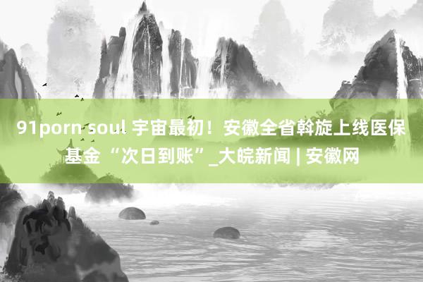 91porn soul 宇宙最初！安徽全省斡旋上线医保基金 “次日到账”_大皖新闻 | 安徽网