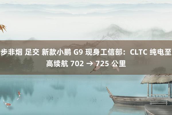 步非烟 足交 新款小鹏 G9 现身工信部：CLTC 纯电至高续航 702 → 725 公里