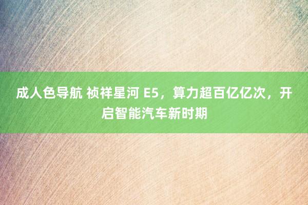 成人色导航 祯祥星河 E5，算力超百亿亿次，开启智能汽车新时期