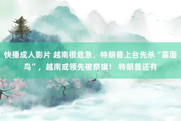 快播成人影片 越南很危急，特朗普上台先杀“露面鸟”，越南或领先被祭旗！ 特朗普还有
