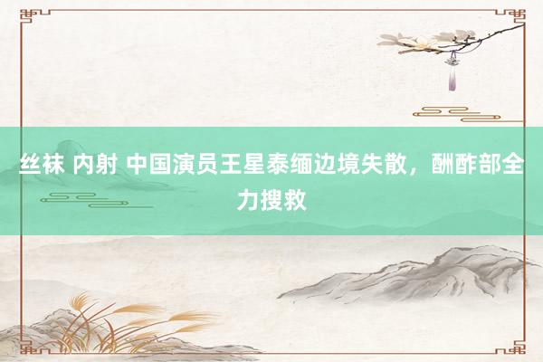 丝袜 内射 中国演员王星泰缅边境失散，酬酢部全力搜救