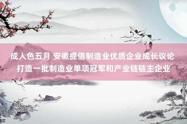 成人色五月 安徽提倡制造业优质企业成长议论 打造一批制造业单项冠军和产业链链主企业