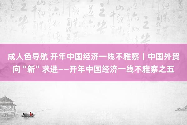 成人色导航 开年中国经济一线不雅察丨中国外贸向“新”求进——开年中国经济一线不雅察之五
