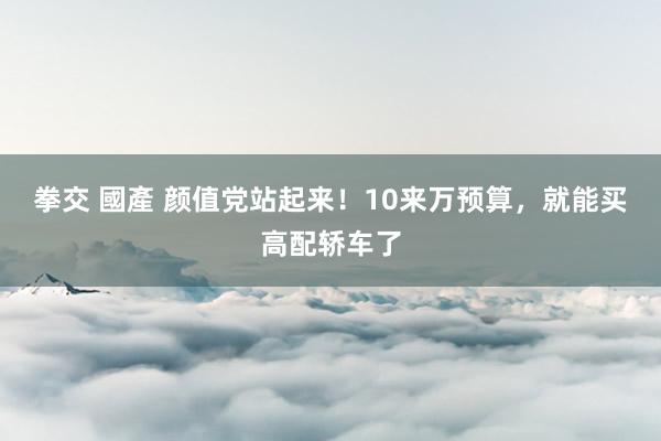拳交 國產 颜值党站起来！10来万预算，就能买高配轿车了