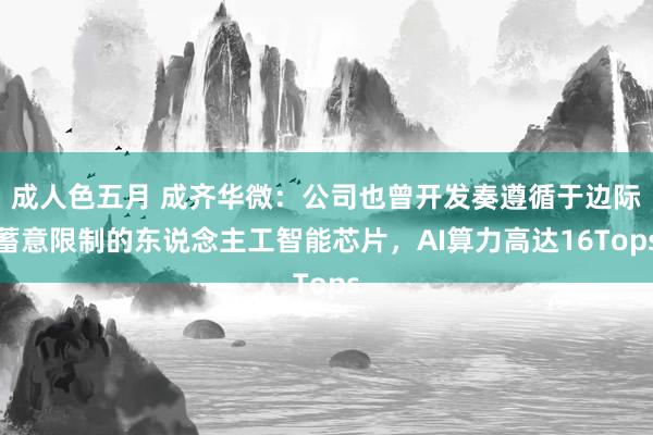 成人色五月 成齐华微：公司也曾开发奏遵循于边际蓄意限制的东说念主工智能芯片，AI算力高达16Tops