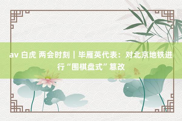 av 白虎 两会时刻｜毕雁英代表：对北京地铁进行“围棋盘式”篡改