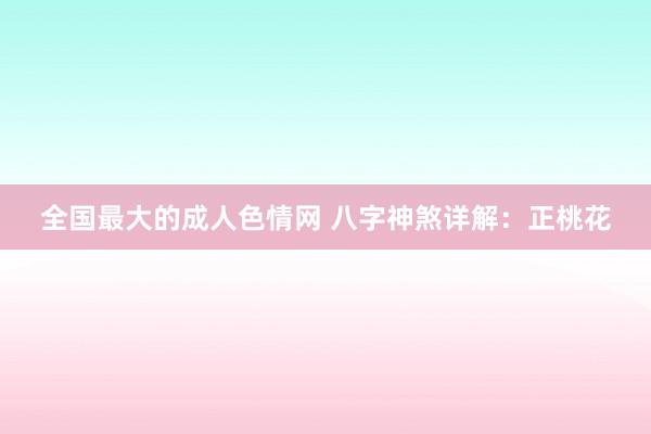 全国最大的成人色情网 八字神煞详解：正桃花