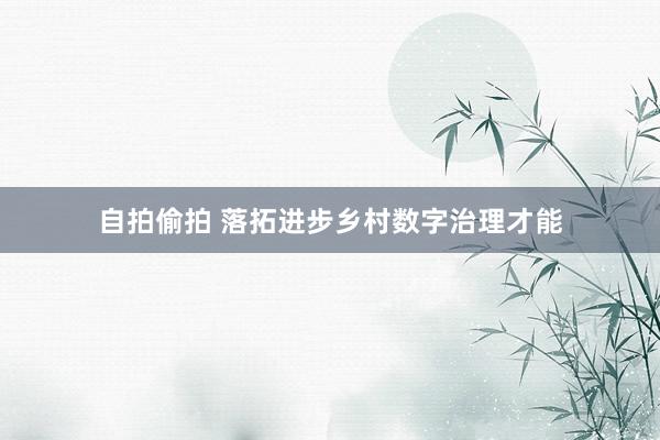 自拍偷拍 落拓进步乡村数字治理才能