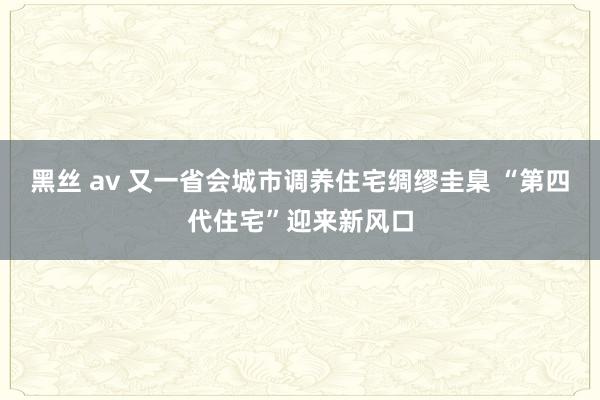 黑丝 av 又一省会城市调养住宅绸缪圭臬 “第四代住宅”迎来新风口