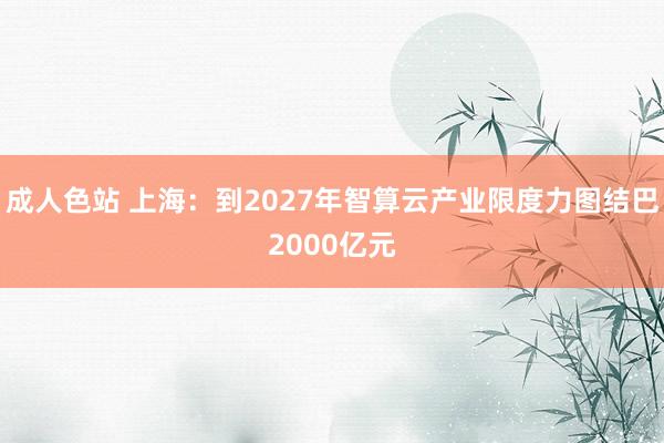 成人色站 上海：到2027年智算云产业限度力图结巴2000亿元