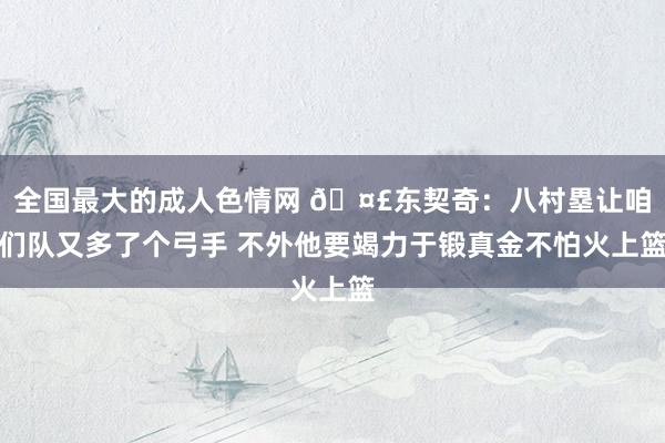 全国最大的成人色情网 🤣东契奇：八村塁让咱们队又多了个弓手 不外他要竭力于锻真金不怕火上篮