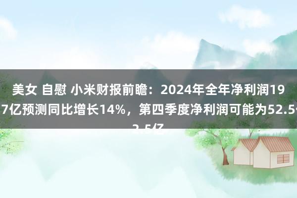 美女 自慰 小米财报前瞻：2024年全年净利润199.7亿预测同比增长14%，第四季度净利润可能为52.5亿