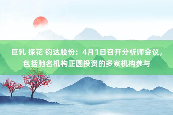 巨乳 探花 钧达股份：4月1日召开分析师会议，包括驰名机构正圆投资的多家机构参与