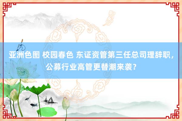 亚洲色图 校园春色 东证资管第三任总司理辞职，公募行业高管更替潮来袭？