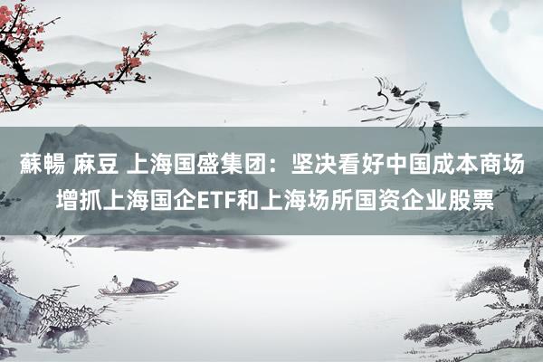 蘇暢 麻豆 上海国盛集团：坚决看好中国成本商场 增抓上海国企ETF和上海场所国资企业股票