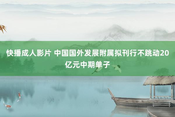 快播成人影片 中国国外发展附属拟刊行不跳动20亿元中期单子