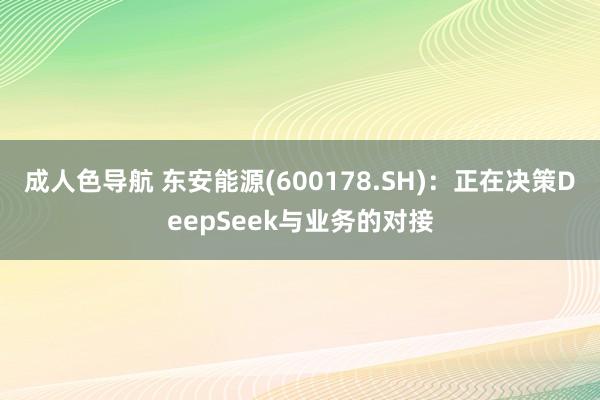 成人色导航 东安能源(600178.SH)：正在决策DeepSeek与业务的对接