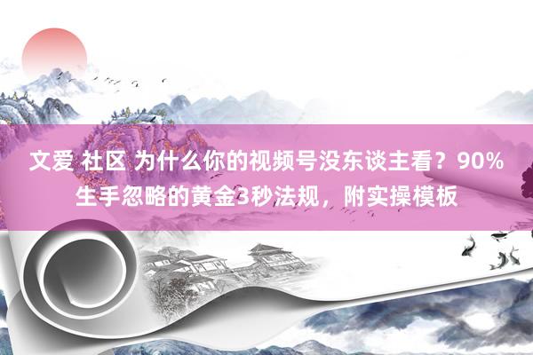 文爱 社区 为什么你的视频号没东谈主看？90%生手忽略的黄金3秒法规，附实操模板