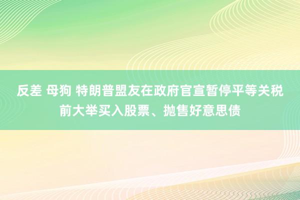 反差 母狗 特朗普盟友在政府官宣暂停平等关税前大举买入股票、抛售好意思债
