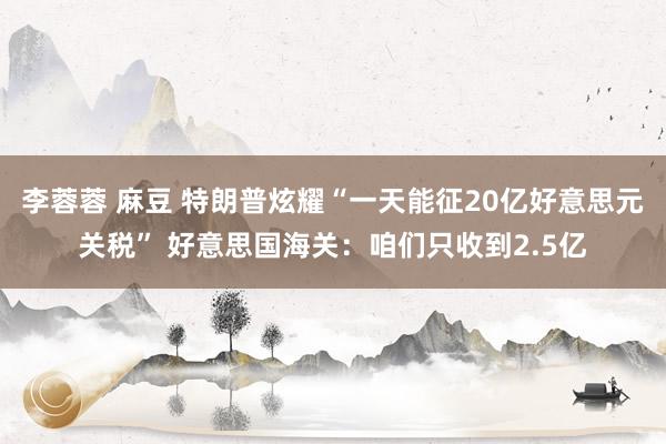李蓉蓉 麻豆 特朗普炫耀“一天能征20亿好意思元关税” 好意思国海关：咱们只收到2.5亿