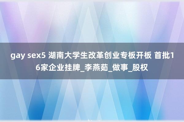 gay sex5 湖南大学生改革创业专板开板 首批16家企业挂牌_李燕茹_做事_股权