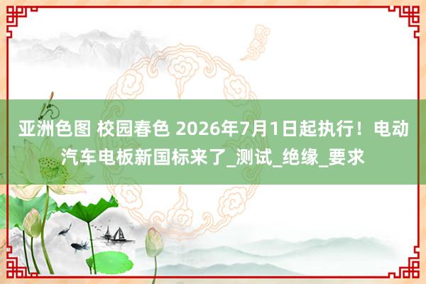 亚洲色图 校园春色 2026年7月1日起执行！电动汽车电板新国标来了_测试_绝缘_要求