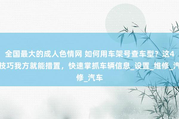 全国最大的成人色情网 如何用车架号查车型？这4种技巧我方就能措置，快速掌抓车辆信息_设置_维修_汽车