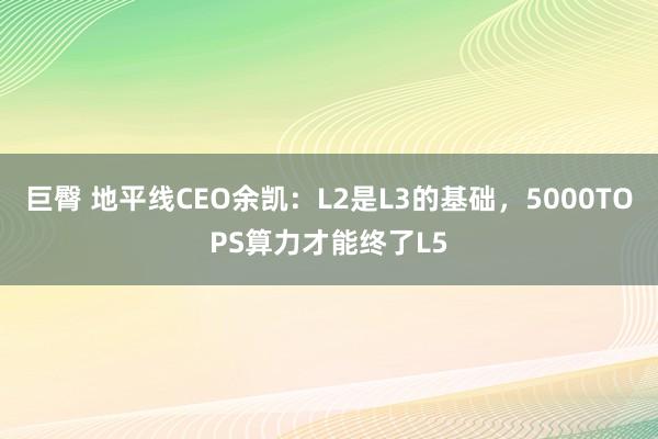 巨臀 地平线CEO余凯：L2是L3的基础，5000TOPS算力才能终了L5