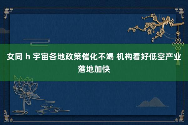 女同 h 宇宙各地政策催化不竭 机构看好低空产业落地加快