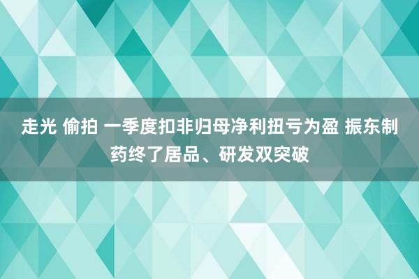 走光 偷拍 一季度扣非归母净利扭亏为盈 振东制药终了居品、研发双突破