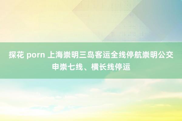 探花 porn 上海崇明三岛客运全线停航崇明公交申崇七线、横长线停运