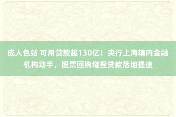 成人色站 可用贷款超130亿！央行上海辖内金融机构动手，股票回购增捏贷款落地提速